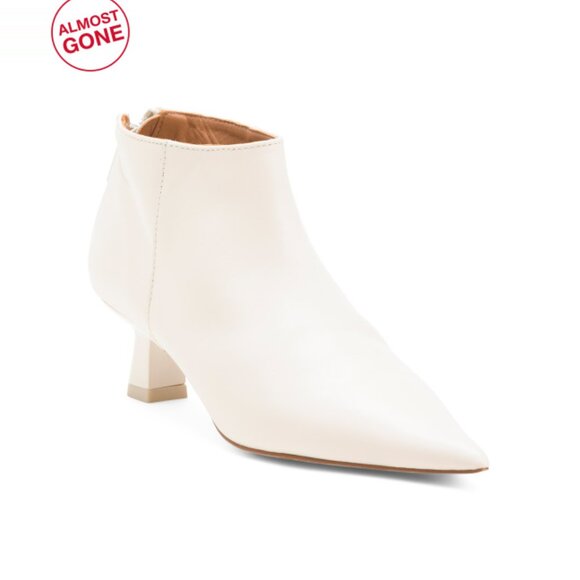 GANNI Egret Made In Spain Leather Soft Pointy Crop Boots